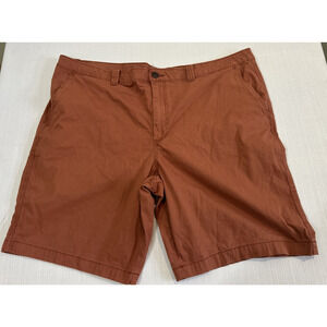 Magellan Shorts Men 44W Inseam 10" Flat Front Chino Burnt Orange